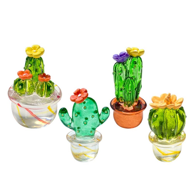 JARPSIRY 4PCS Handmade Mini Resin Cactus Cute Miniature Cacti Figurines Home Office Desk Tabletop Simulation Plants Decorations Car Interior Dashboard Ornaments - Image 1
